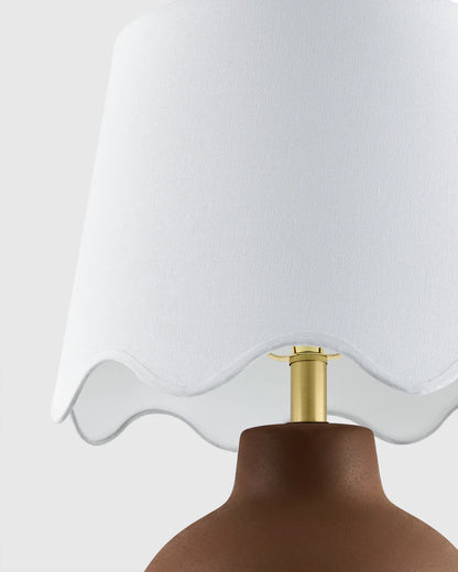 Coastal Ceramic Table Lamp with Scallop Shade - One Size / White