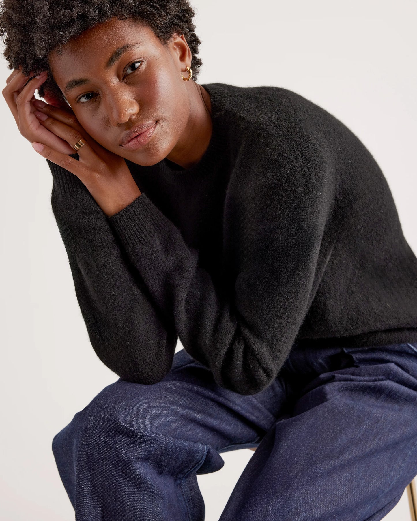 100% Yak Wool Crewneck Sweater - XS / Black