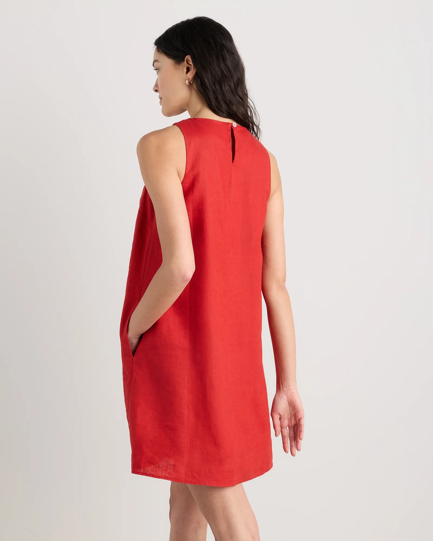 100% European Linen Tank Mini Dress - XS / Deep Navy