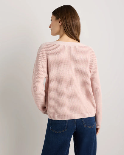 100% Organic Cotton Fisherman Boatneck Sweater - XS / Navy