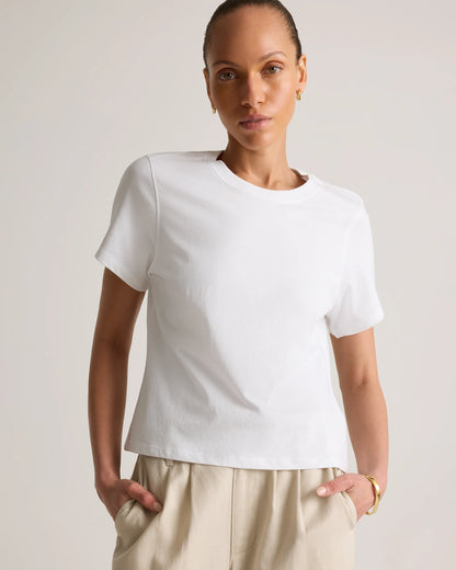 100% Organic Cotton Boxy Crewneck Tee - XS / Shell Pink