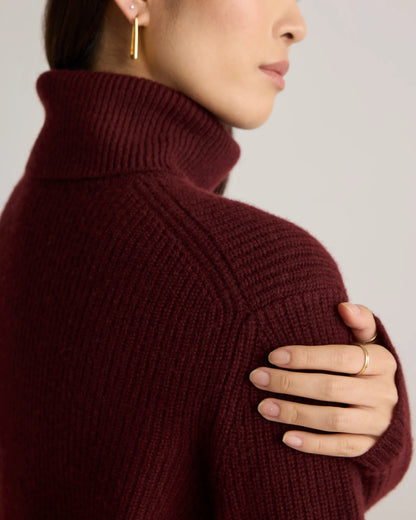 Mongolian Cashmere Fisherman Turtleneck Sweater - XS / Black