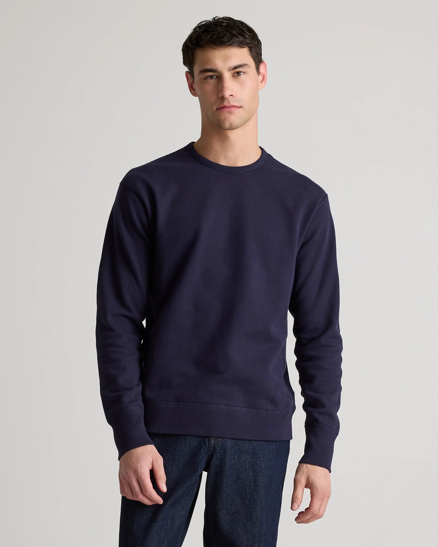 Organic Midweight French Terry Crewneck - S / Deep Navy