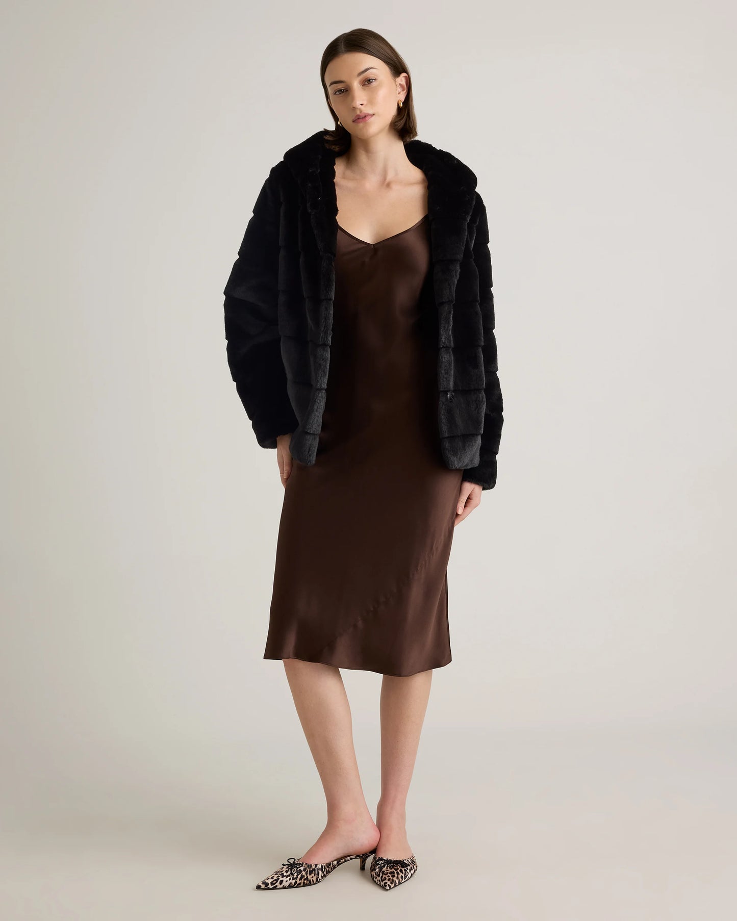 Hooded Faux Fur Jacket - XS / Black