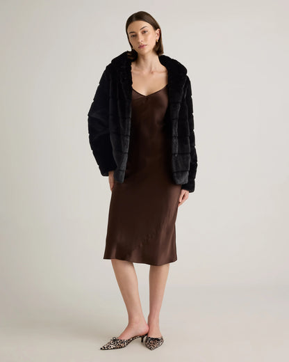 Hooded Faux Fur Jacket - XS / Black