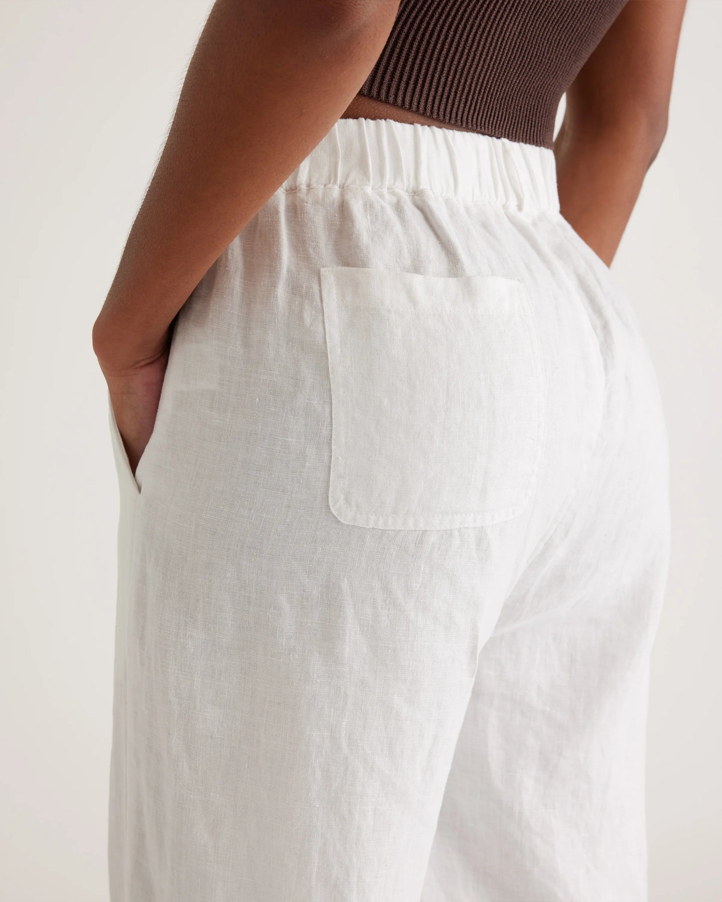 100% European Linen Pants - XS / White