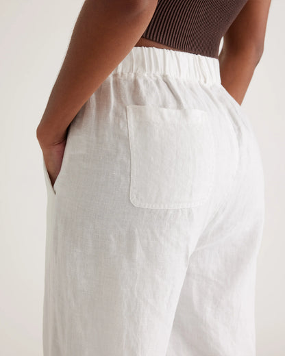 100% European Linen Pants - XS / White