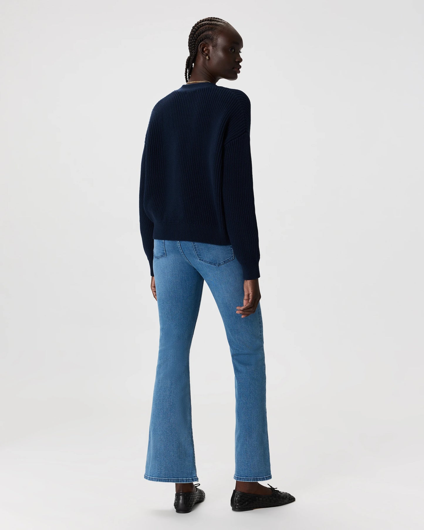 Nina Stretch Pull-On Flare Jeans - XS / Raven Black
