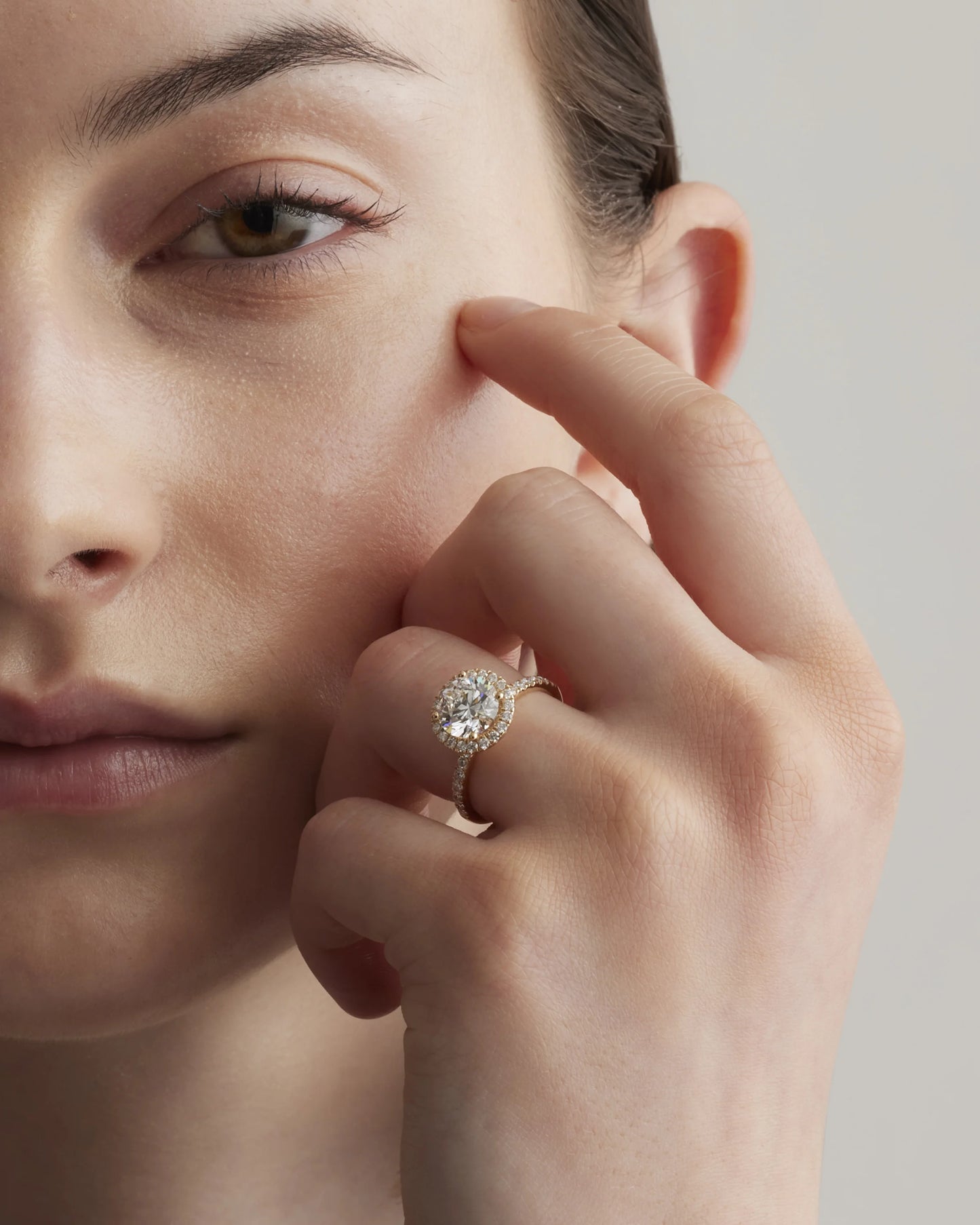 Lab Grown Diamond Round Halo Pave Engagement Ring - 2ct - 4 / Yellow Gold