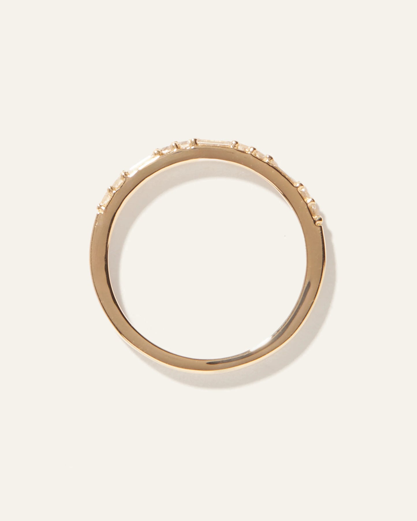14K Gold Lab Grown Diamond Alternating Baguette & Round Band - 4 / Yellow Gold