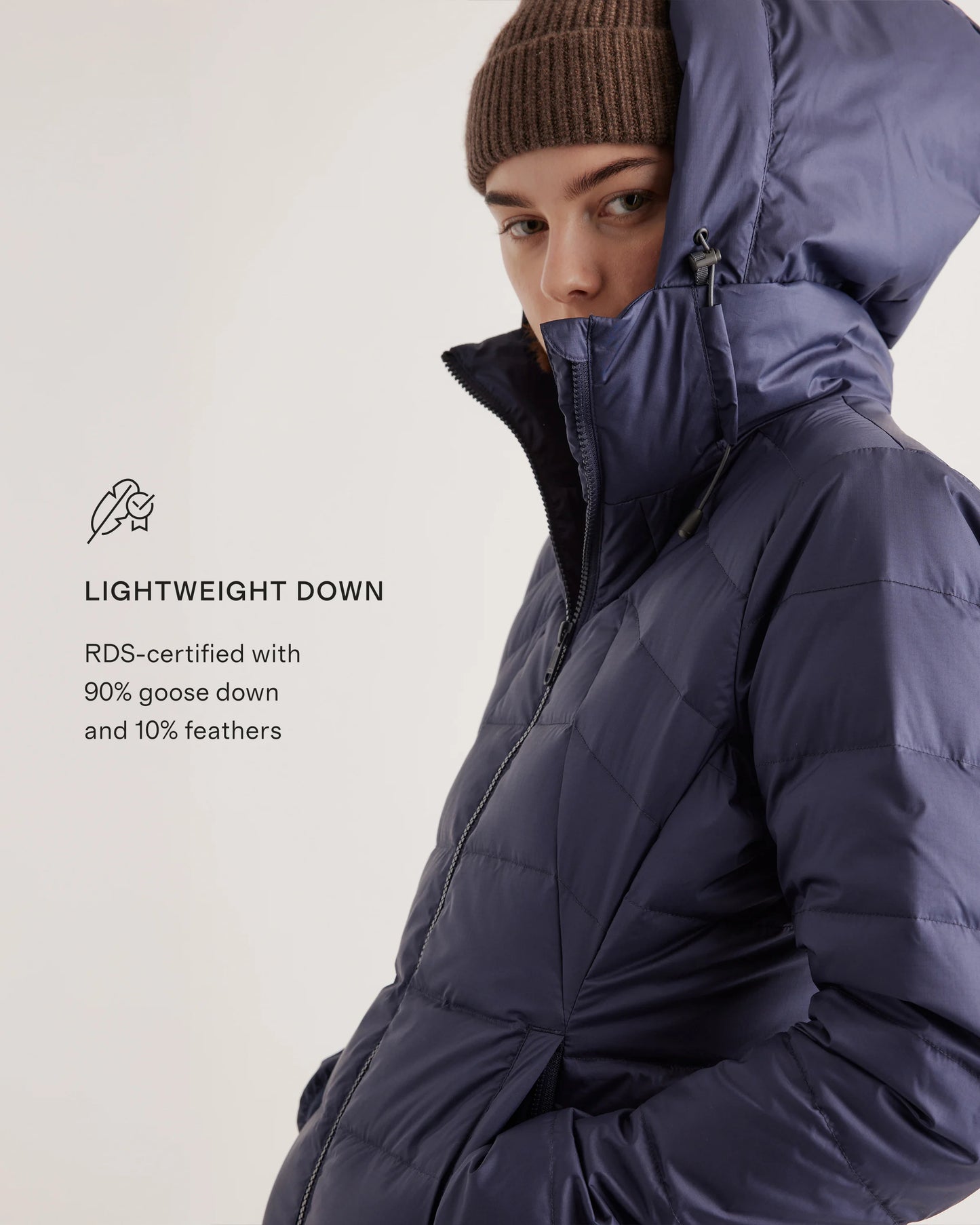 Lightweight Down Packable Puffer Hooded Jacket - XS / Navy