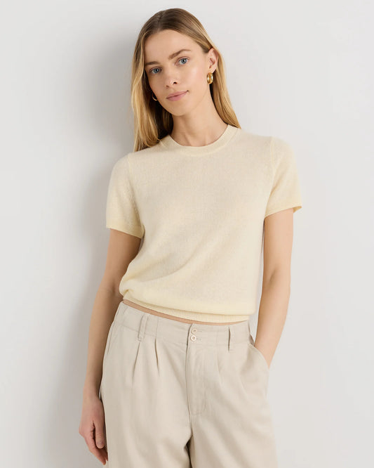 Mongolian Cashmere Tee - XS / Pale Custard Yellow