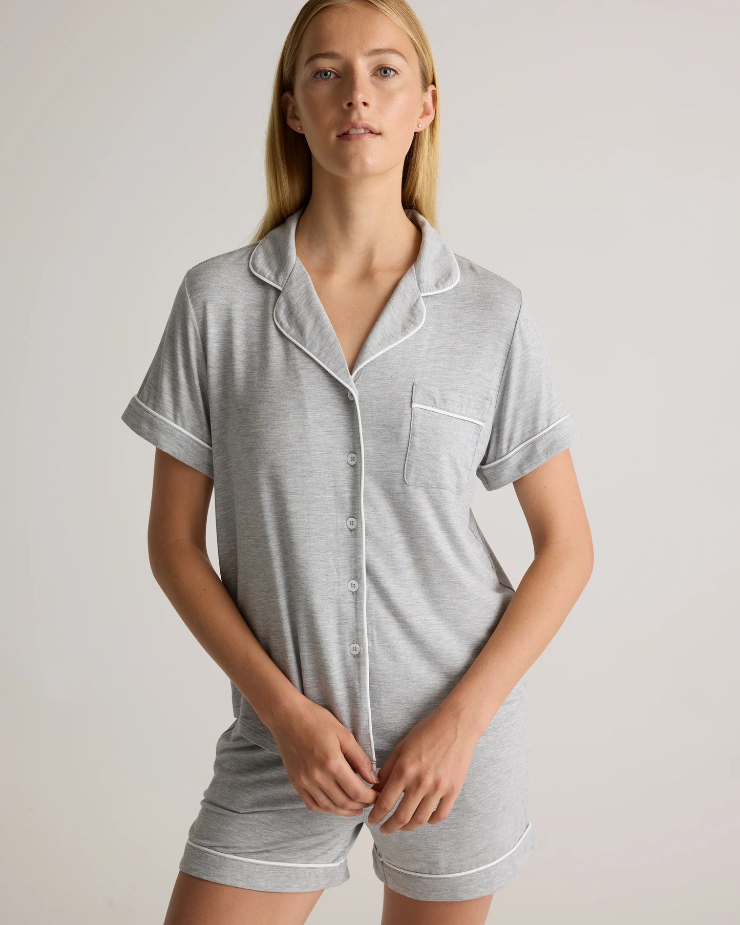 Bamboo Jersey Short Sleeve Pajama Set - XS / True Black