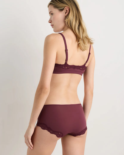 Second Skin Lace Boyshort (3-Pack) - XS / Barolo Burgundy