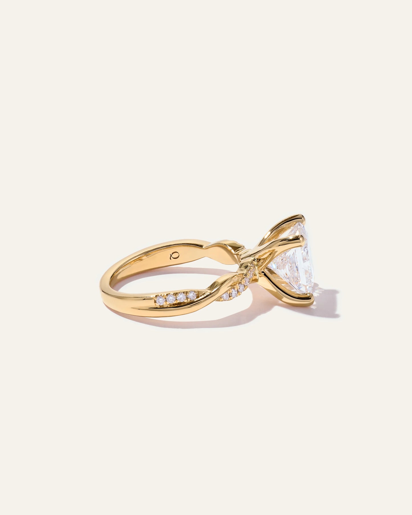 Lab Grown Diamond Princess Twisted Engagement Ring - 3ct - 4 / Yellow Gold