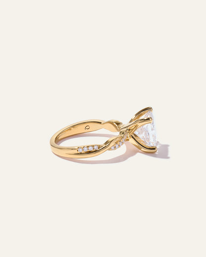 Lab Grown Diamond Princess Twisted Engagement Ring - 3ct - 4 / Yellow Gold