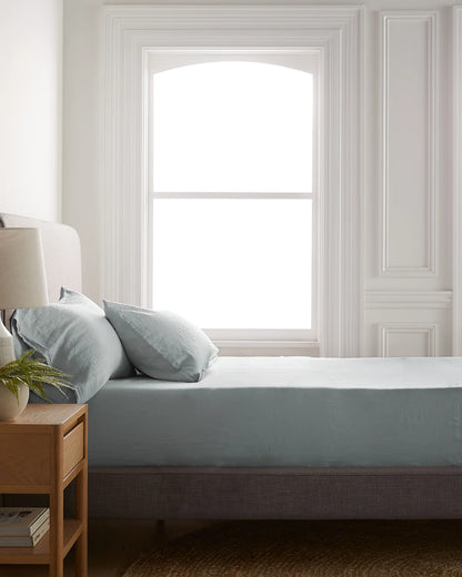 European Linen Fitted Sheet Set - Twin / Peach