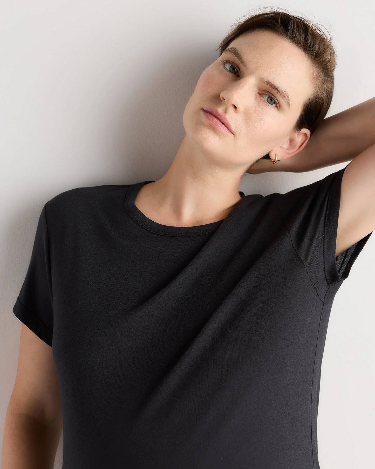 Cotton Modal Maternity Crew Neck Tee (2-pack) - XS / Black/Redwood Brown