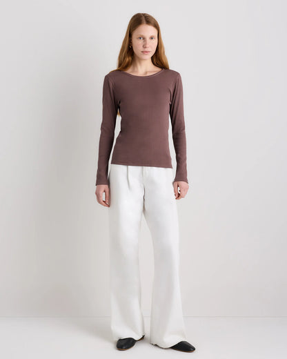 Organic Cotton Micro-Rib Long Sleeve Tee - XS / Moonstone Blue