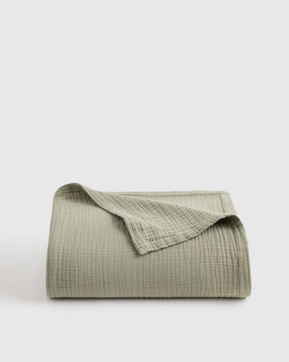 Organic Cotton Gauze Blanket - Full/Queen / Dried Sage