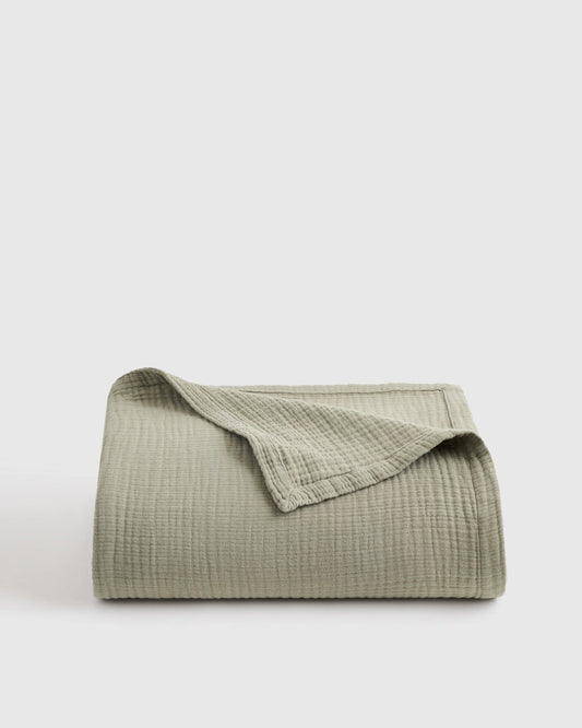 Organic Cotton Gauze Blanket - Full/Queen / Dried Sage