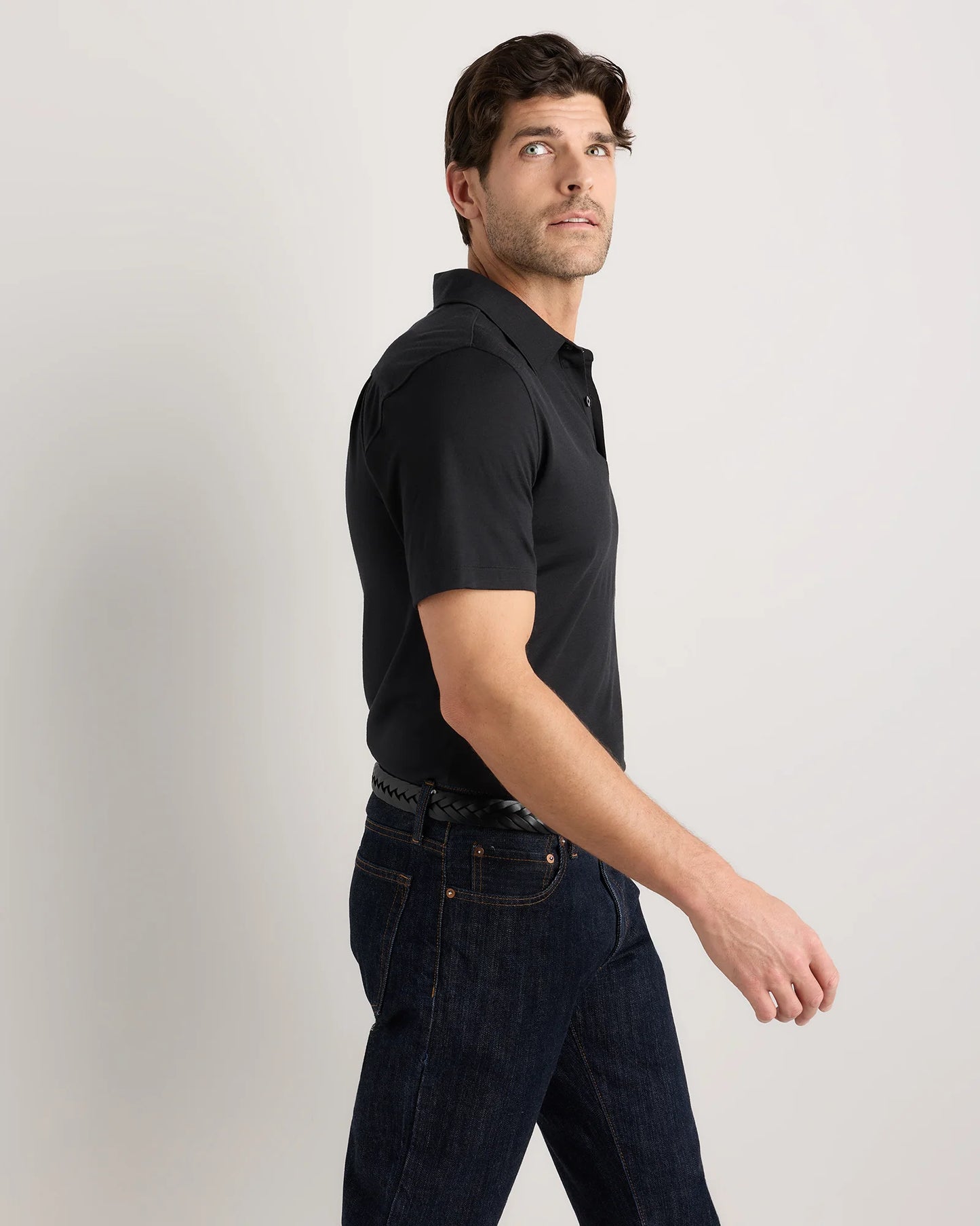 Extra-Fine Australian Merino Polo - XS / Light Blue Heather