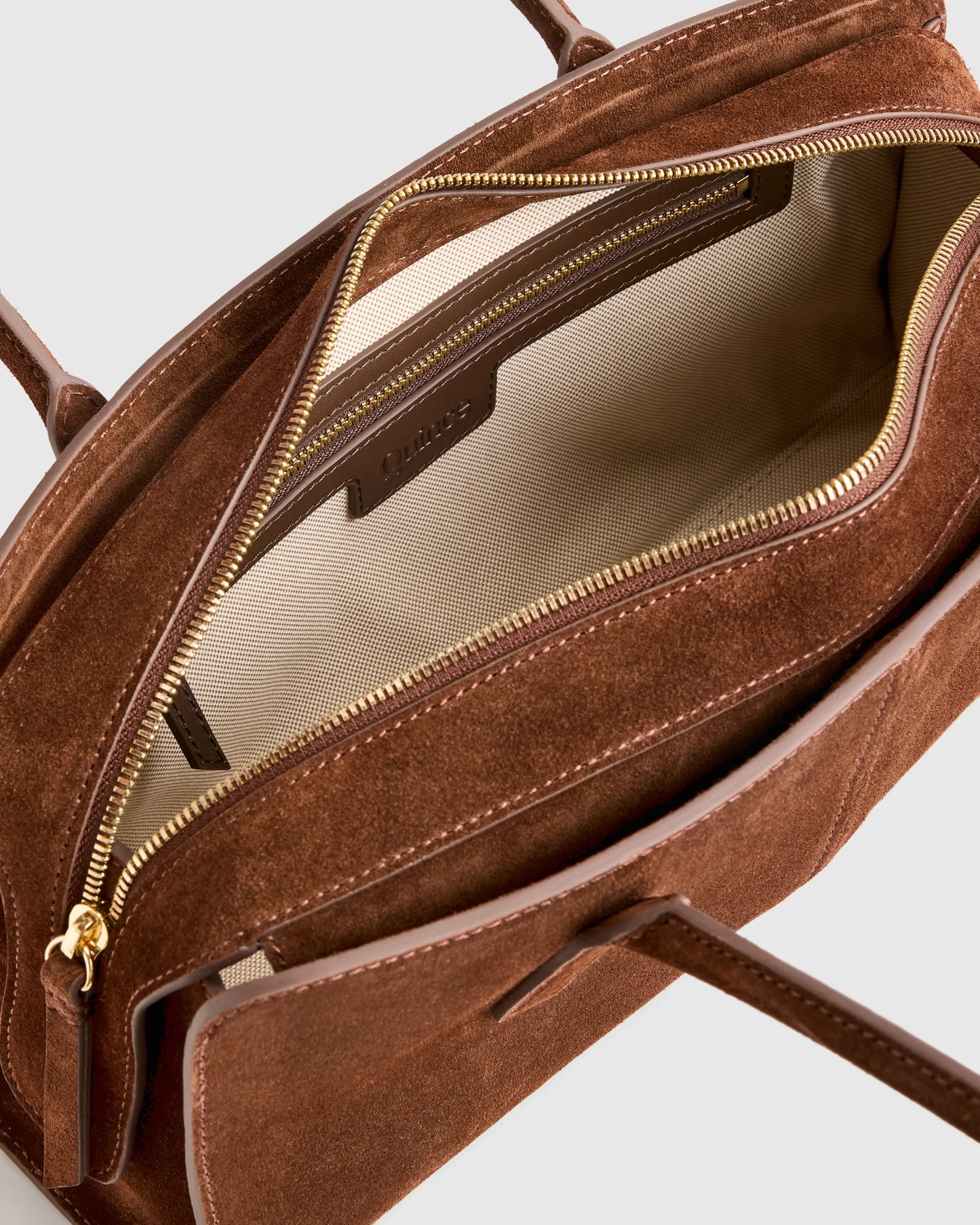 Italian Suede East-West Shoulder Bag - One Size / Whiskey