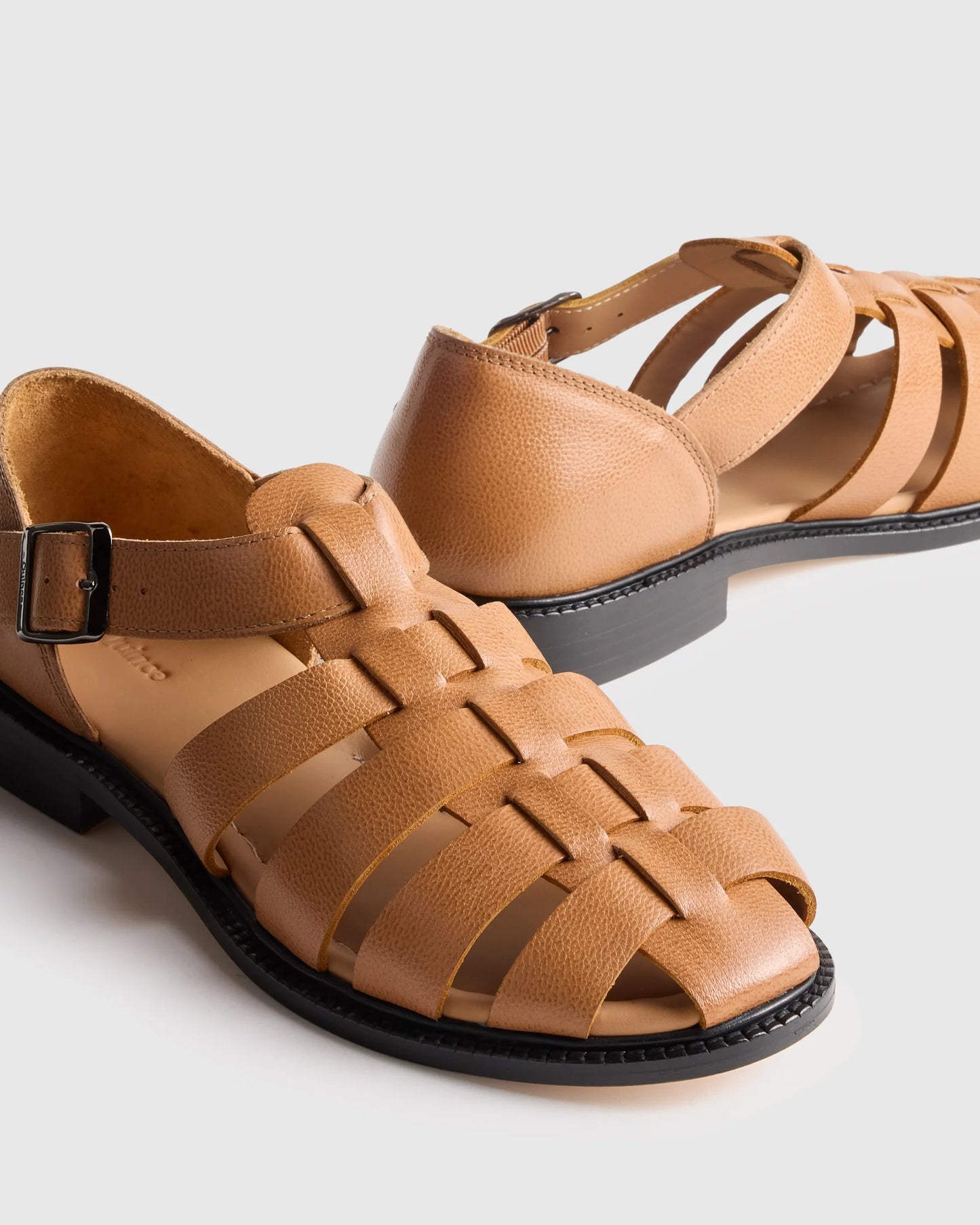 Calfskin Leather Fisherman Sandal - 7 / Black