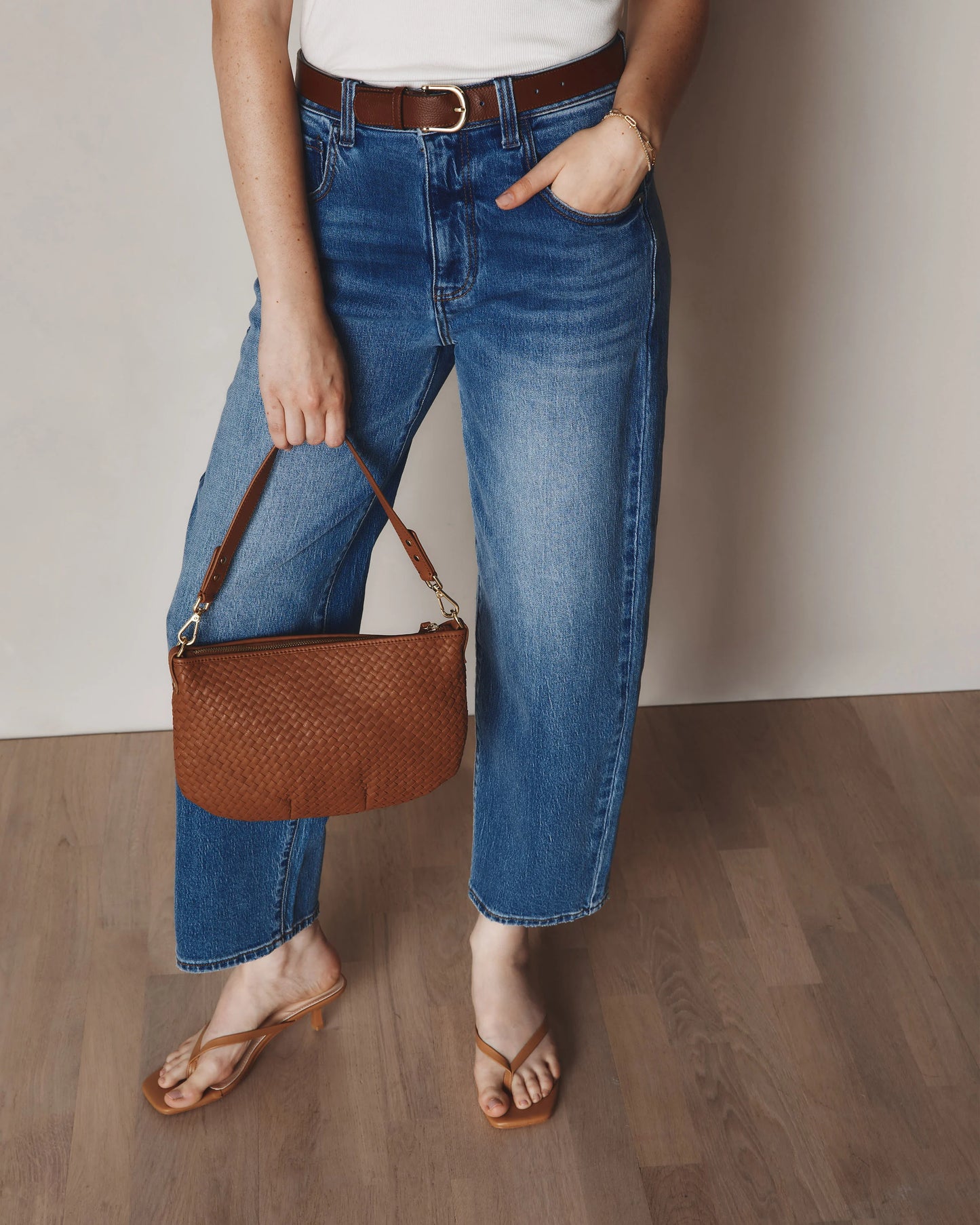 Sloane Handwoven Mini Shoulder Bag - One Size / Cognac