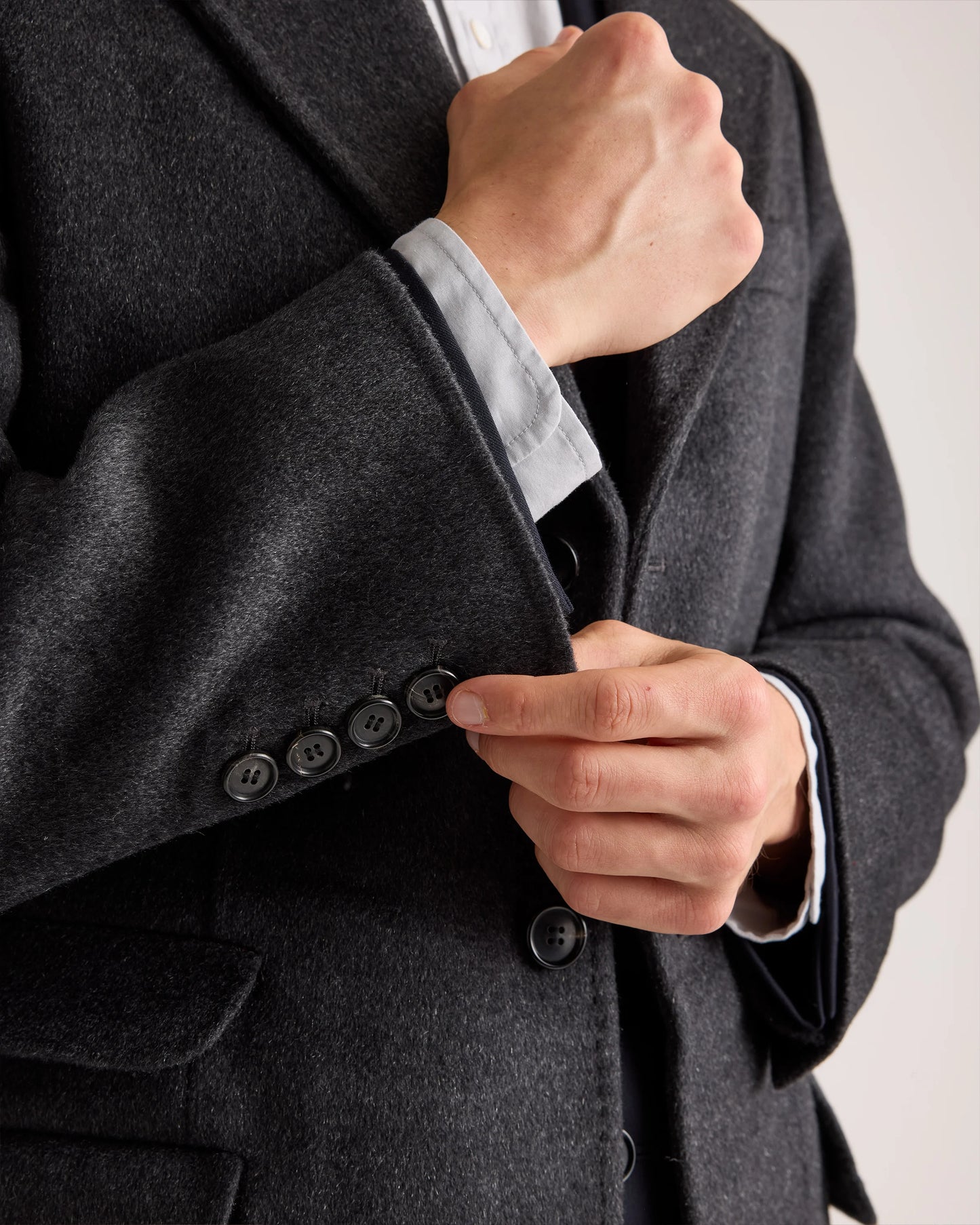 100% Mongolian Cashmere Double-Faced Overcoat - S / Heather Graphite