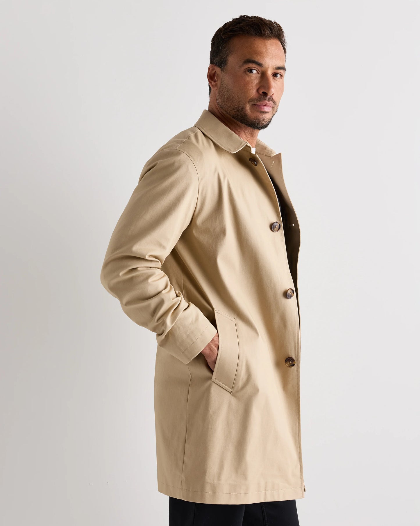 Comfort Stretch Trench Coat - S / Midnight Black