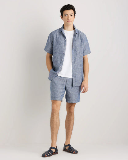 100% European Linen Shorts - 7" - S / Black