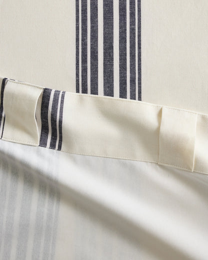 Coastal Stripe Linen Cotton Curtain - Single Panel - 48x84 / Ivory/Fog