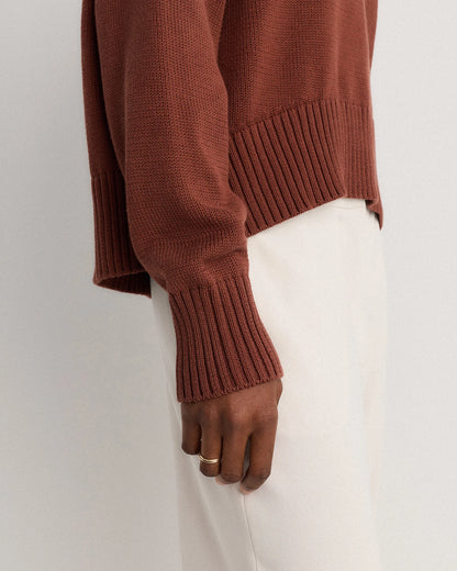 100% Organic Cotton Boyfriend Crew Sweater - XS / Speckled Beige