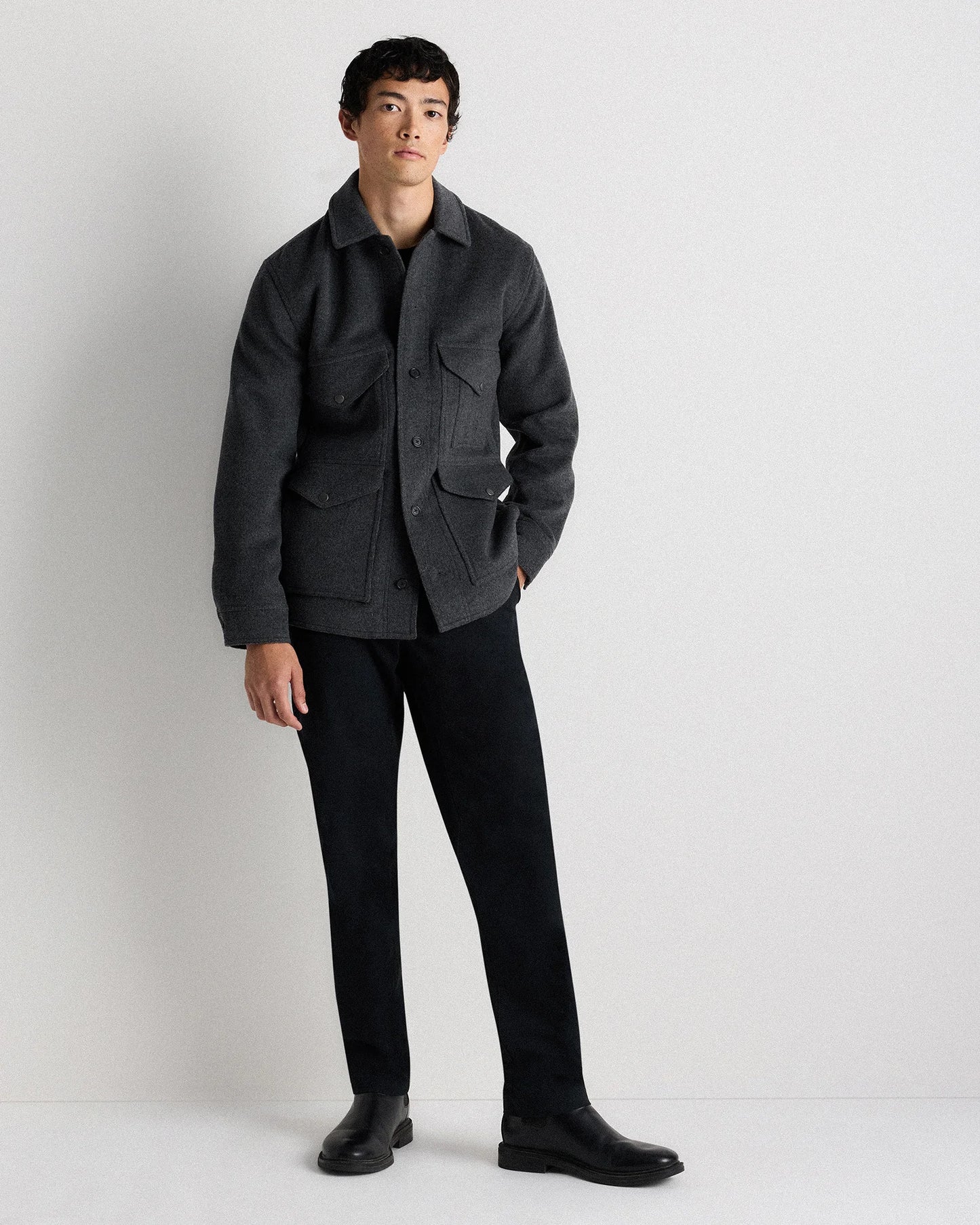 Wool Cashmere Field Jacket - S / Heather Grey