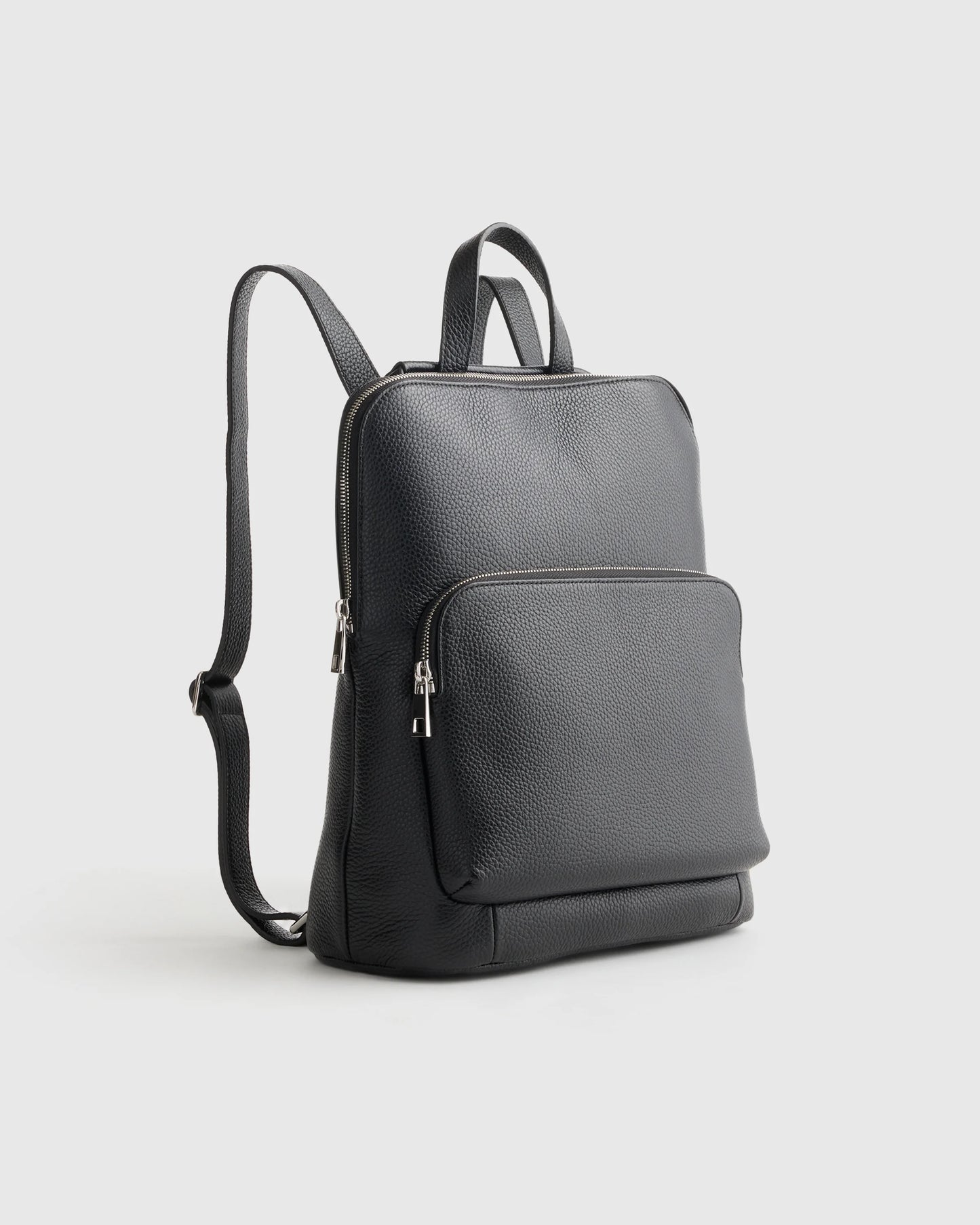 Italian Leather Convertible Backpack - One Size / Black