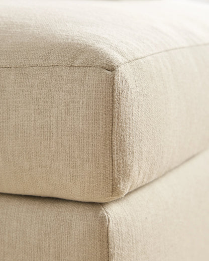 Brennan Ottoman in Performance Basketweave - One Size / Flax
