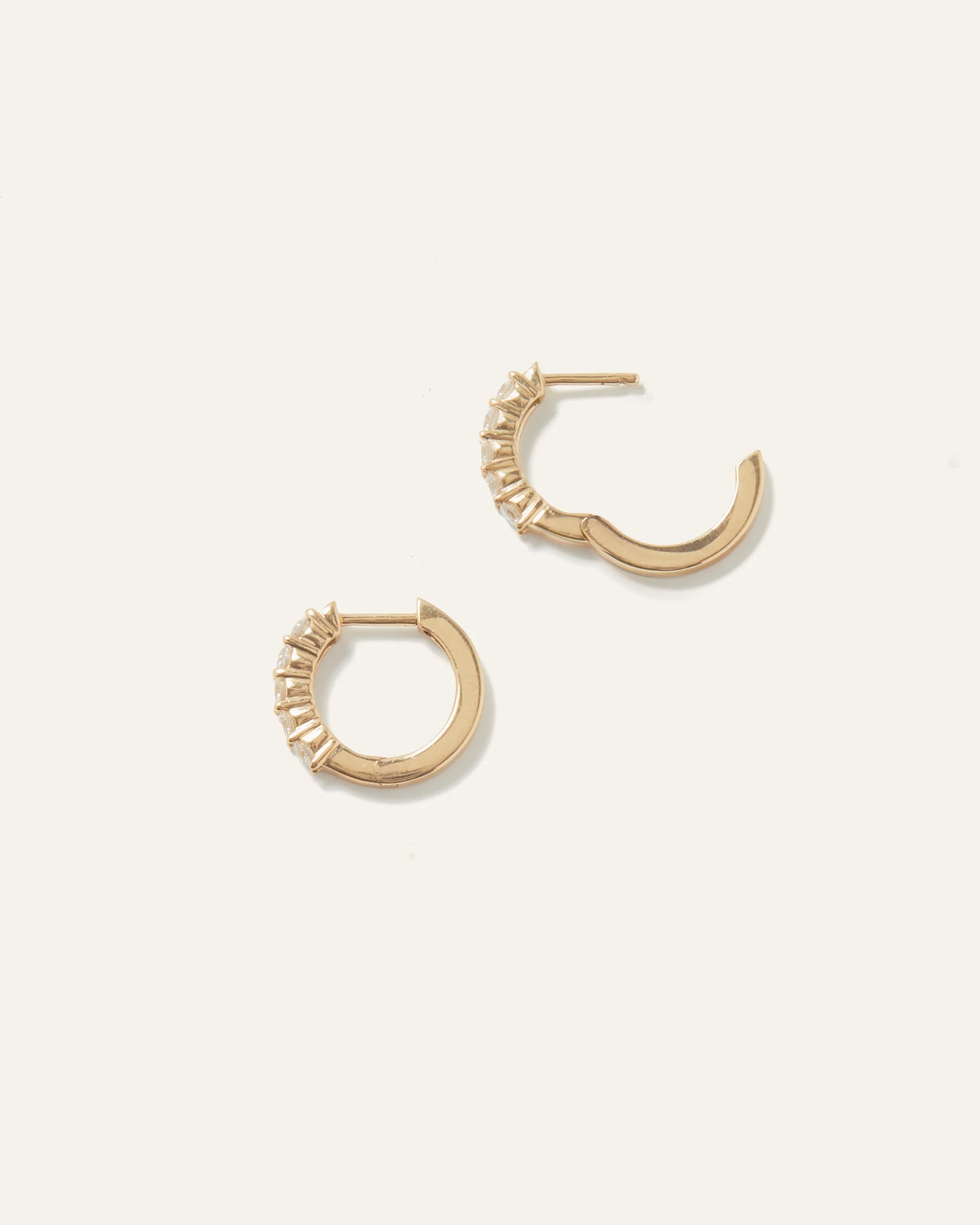14K Gold Diamond Classic Huggie Hoops - One Size / Yellow Gold
