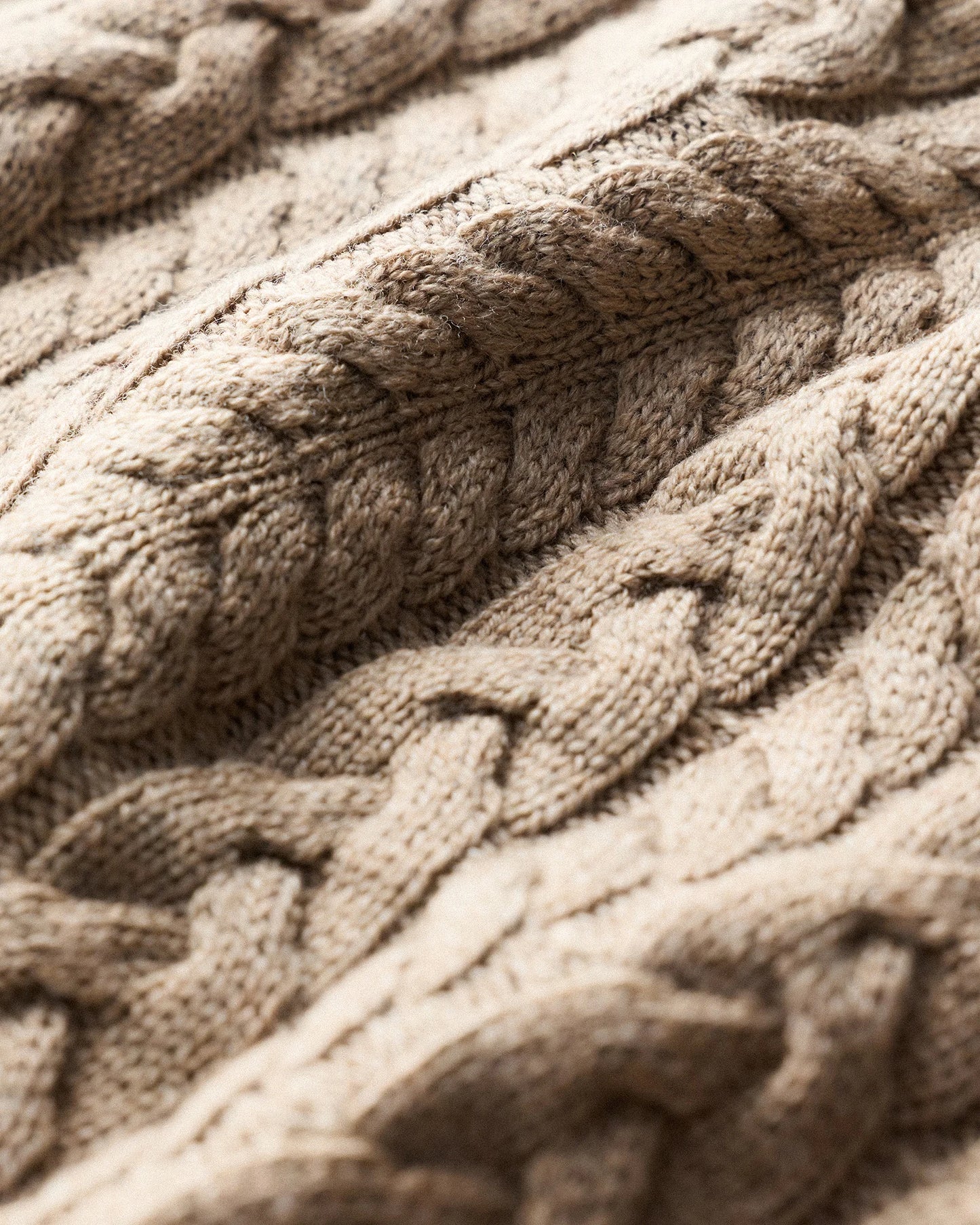 Australian Merino Wool Cable Crewneck Sweater - S / Heather Grey