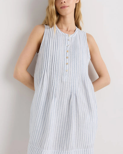 100% European Linen Sleeveless Swing Dress - XS / Classic Mini Gingham
