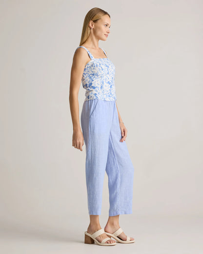 100% European Linen Fitted Tank - XS / Moonstone Blue