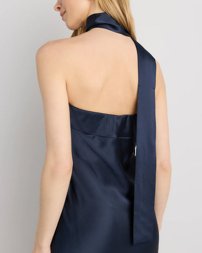 100% Washable Silk Strapless Scarf Maxi Dress - XS / Black