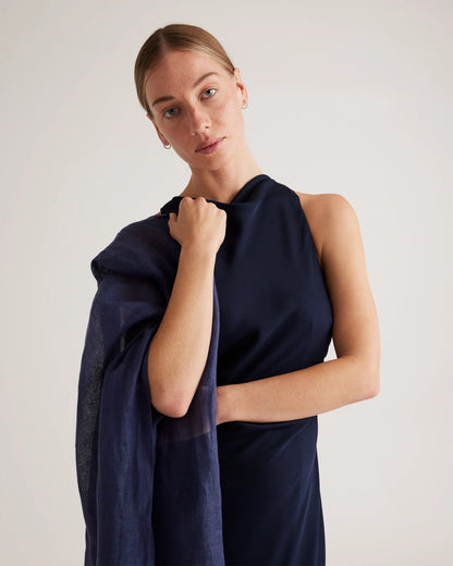 100% European Linen Scarf - One Size / Porcelain Blue