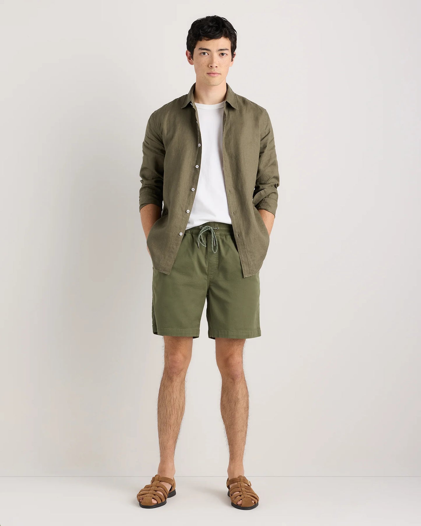 100% European Linen Relaxed Long Sleeve Shirt - XS / Flax