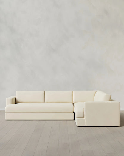 Sierra Curved Arm L Sectional in Performance Velvet - Right Arm / Sable