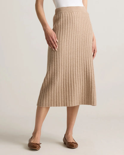 Mongolian Cashmere Midi Skirt - XS / Brown