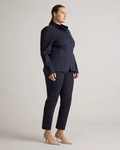 Ultra-Stretch Ponte Stand Collar Blazer - XS / Navy