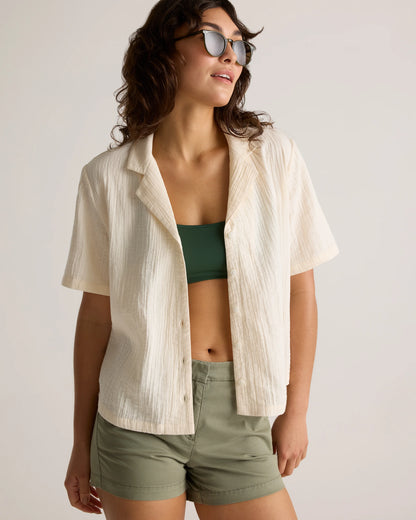 100% Organic Cotton Gauze Short Sleeve Shirt - XS / Amaranth Pink