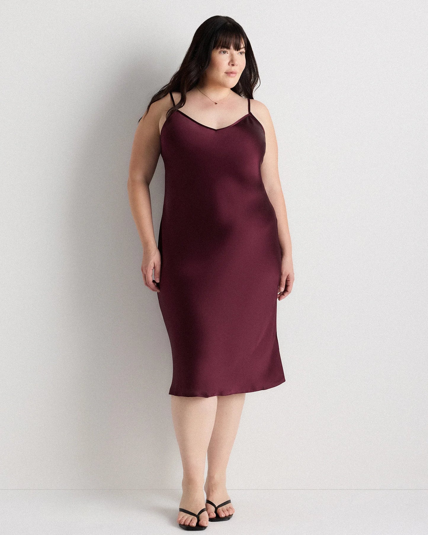 100% Washable Silk Slip Dress - 1X / Champagne
