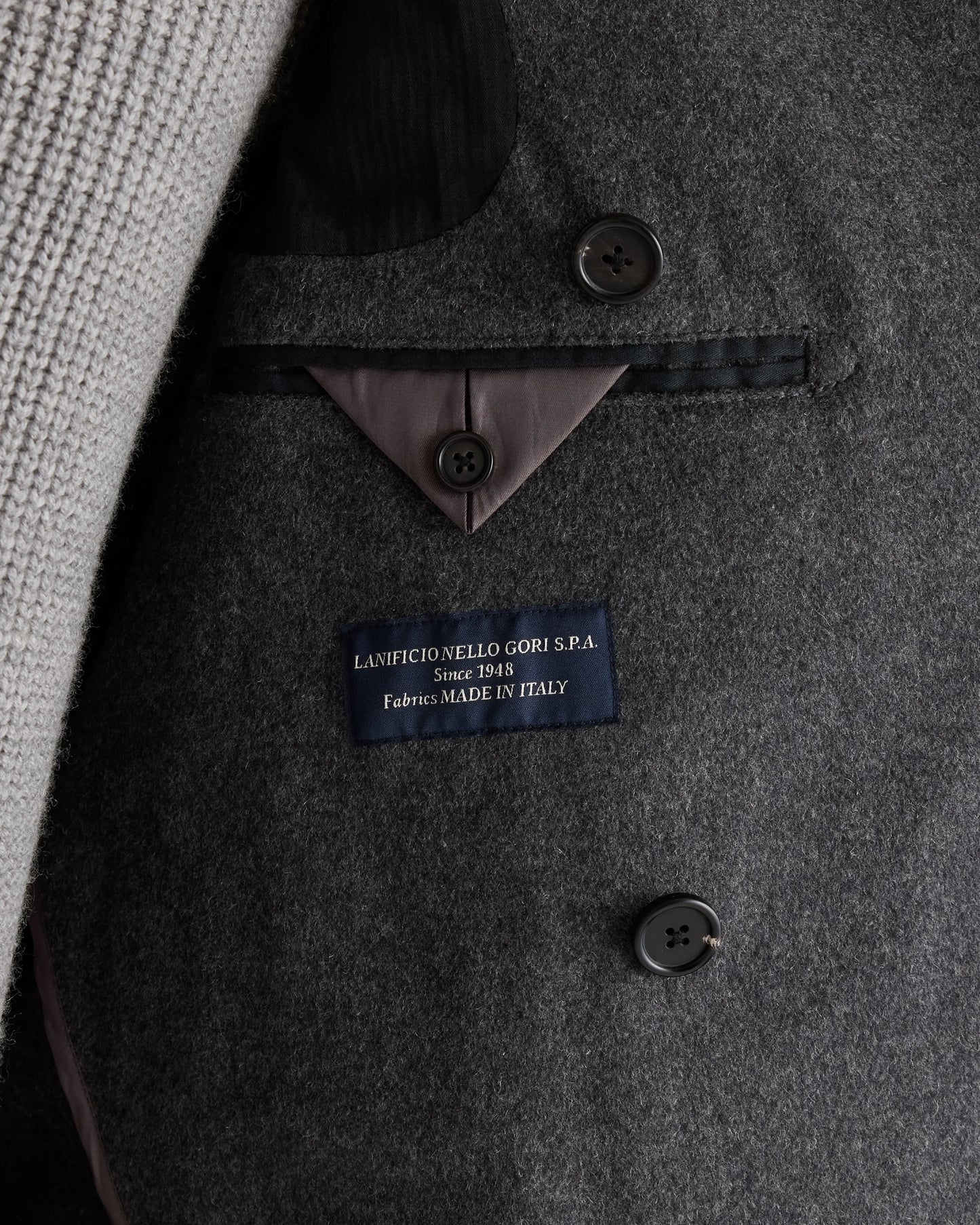 Italian Wool Double-Breasted Officer Topcoat - S / Heather Charcoal